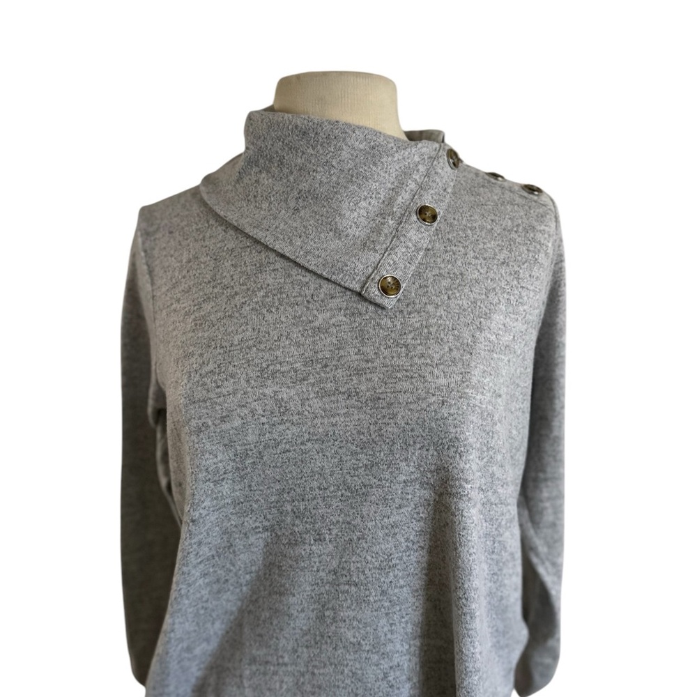 Gray Women's Sweater with Button Detail